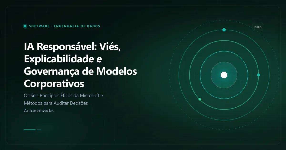 Diagrama conceitual ilustrando ia responsável: viés, explicabilidade e governança de modelos corporativos