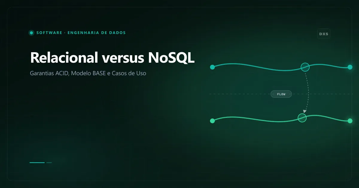 Diagrama comparativo entre bancos relacionais SQL com garantias ACID e bancos não relacionais NoSQL com modelo BASE