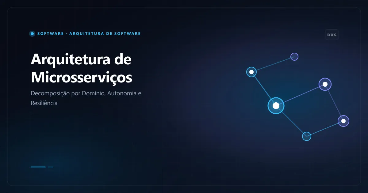 Diagrama conceitual de arquitetura de microsserviços com decomposição por contexto e tráfego via gateway