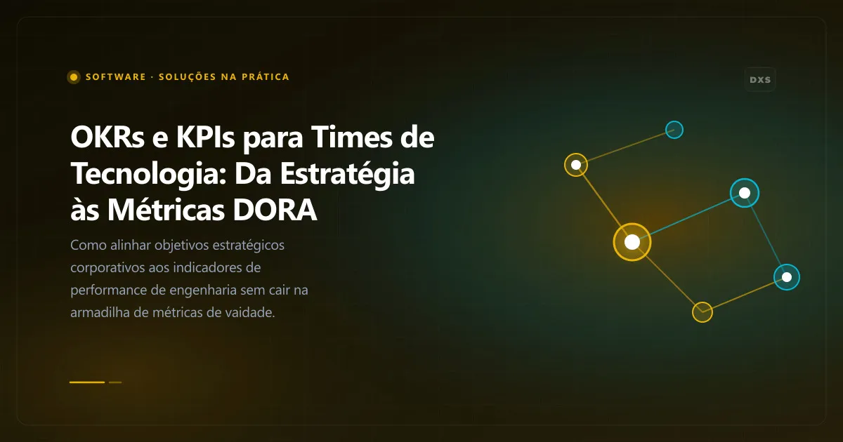 Diagrama conceitual ilustrando okrs e kpis para times de tecnologia: da estratégia às métricas dora