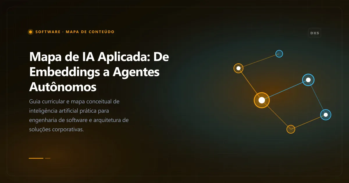 Diagrama conceitual ilustrando mapa de ia aplicada: de embeddings a agentes autônomos